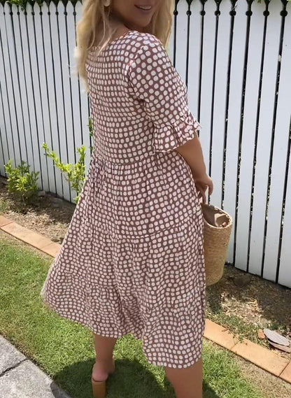 Elegantes Midi-Kleid mit kurzen Ärmeln