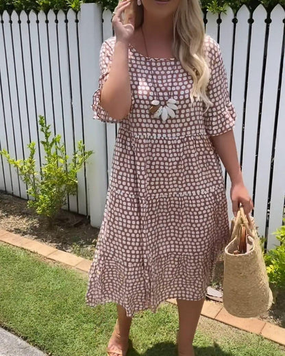Elegantes Midi-Kleid mit kurzen Ärmeln