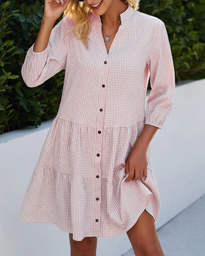 Emilo | Kariertes Midi-Hemdkleid