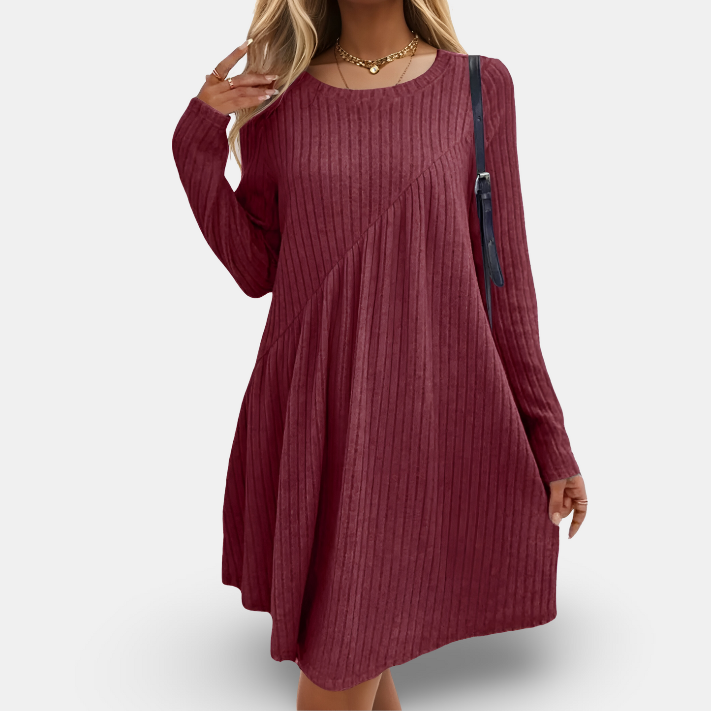 Clara | Weiches & Cequemes Kleid mit langen Ärmeln