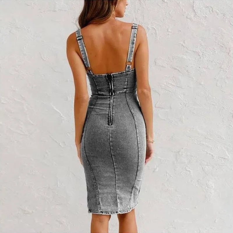 MIAA I FIGURBETONTES KLEID AUS DENIM