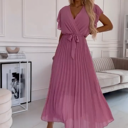 FRID I PLISSIERTES KLEID MIT V-AUSSCHNITT