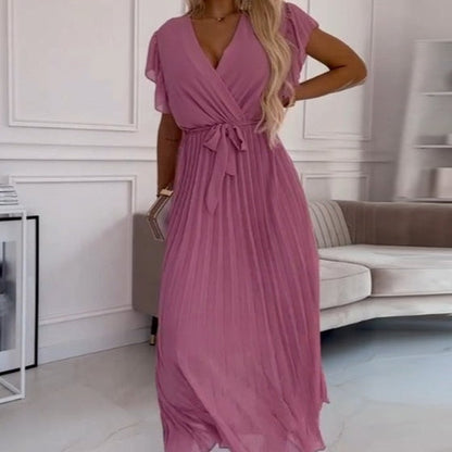 FRID I PLISSIERTES KLEID MIT V-AUSSCHNITT